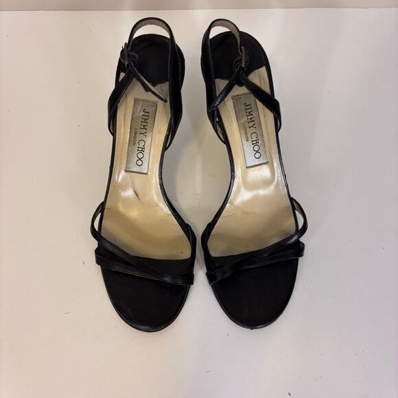 Jimmy Choo Black Leather High Heels with Ankle Strap US 7.5 - Picture 5 of 9